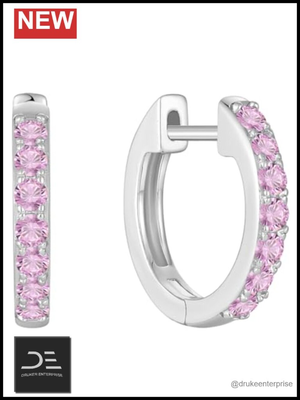 Sterling Silver Huggie Earrings Birthstone Cubic Zirconia Hypoallergenic